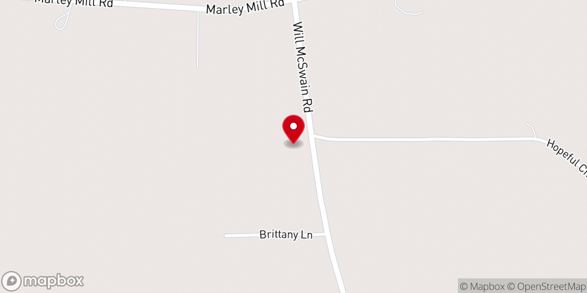 Map showing location of Hopeful Primitive Baptist Church