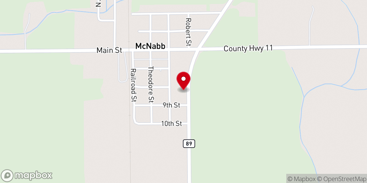 Map showing location of Mc Nabb Fire Hall
