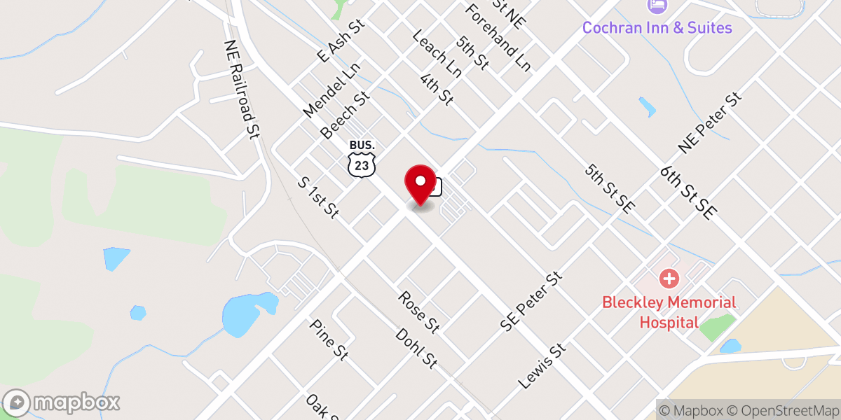 Map showing location of First Baptist Church