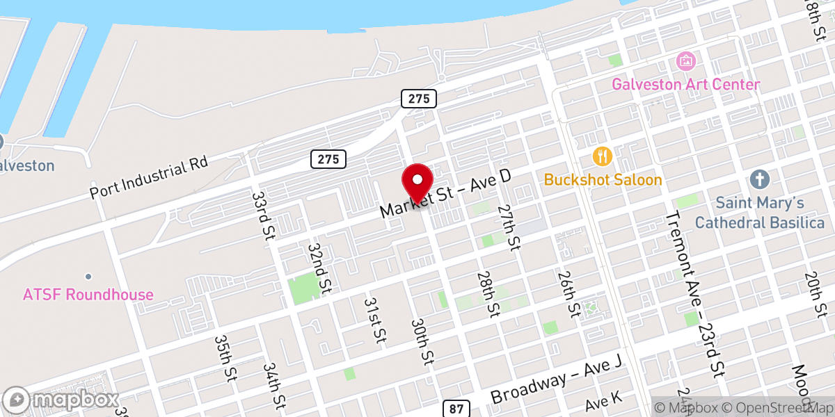 Map showing location of Cathedral of Faith-Market Street Baptist Church