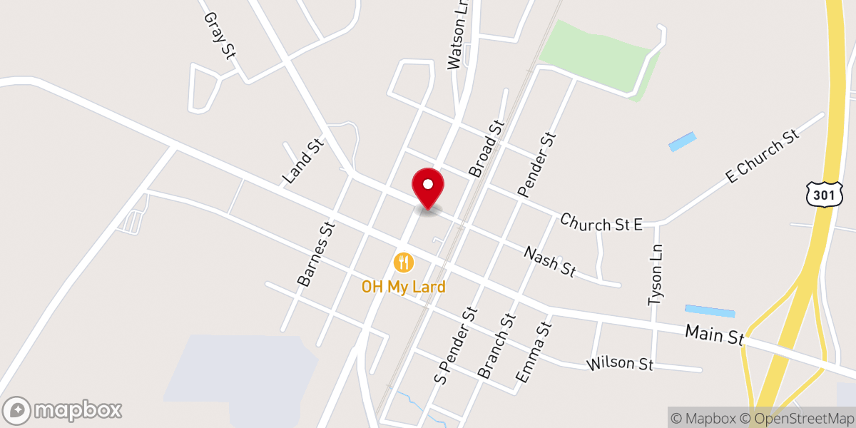 Map showing location of Elm City Methodist Church
