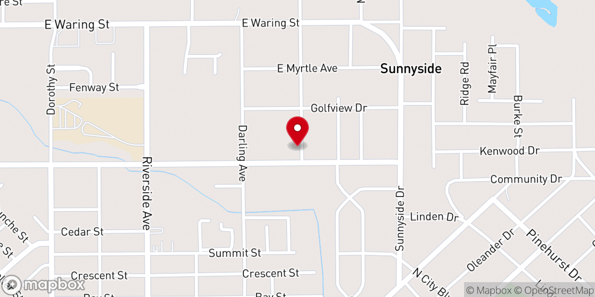 Map showing location of Sunnyside Baptist Church