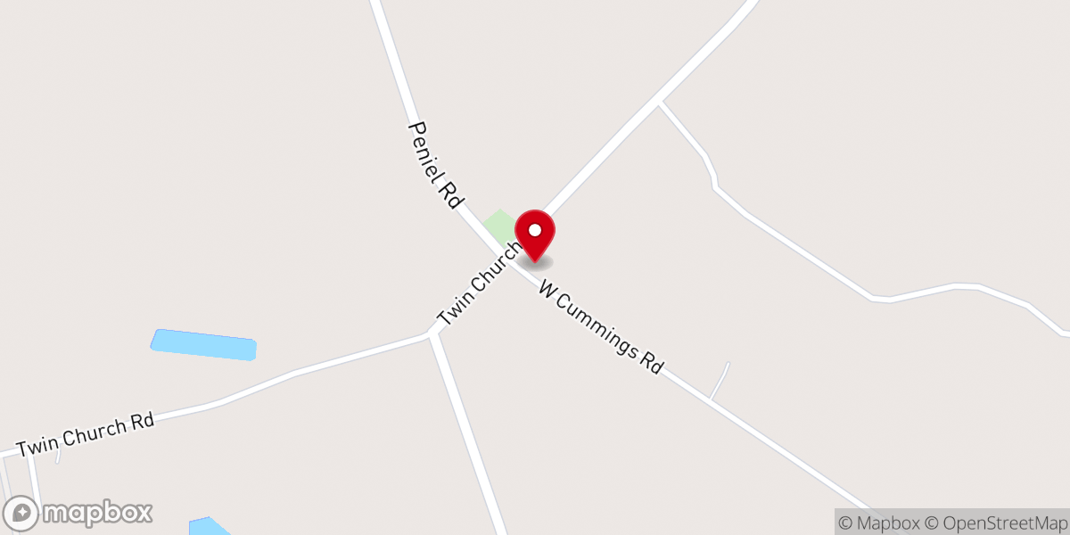 Map showing location of Peniel Baptist Church