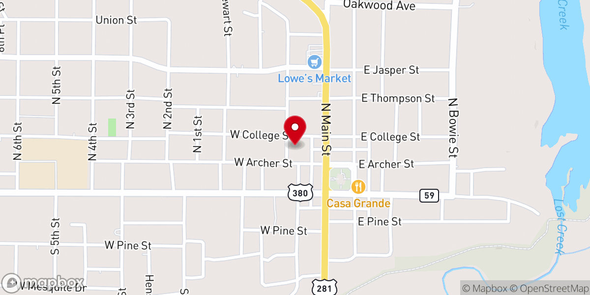 Map showing location of First Baptist Church