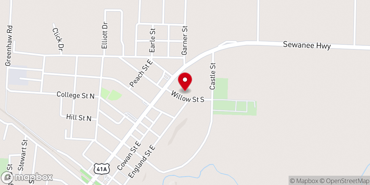 Map showing location of Cowan Church of Christ