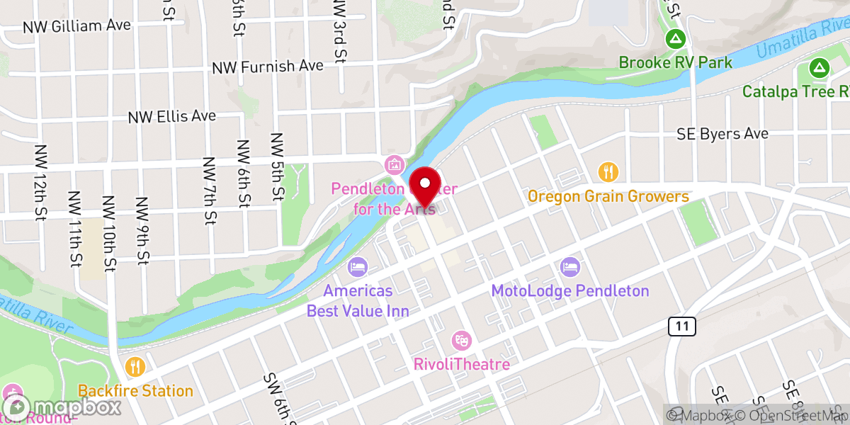 Map showing location of Pendleton Faith Center