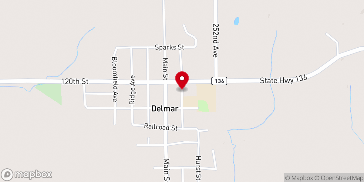 Map showing location of Delmar United Methodist Church