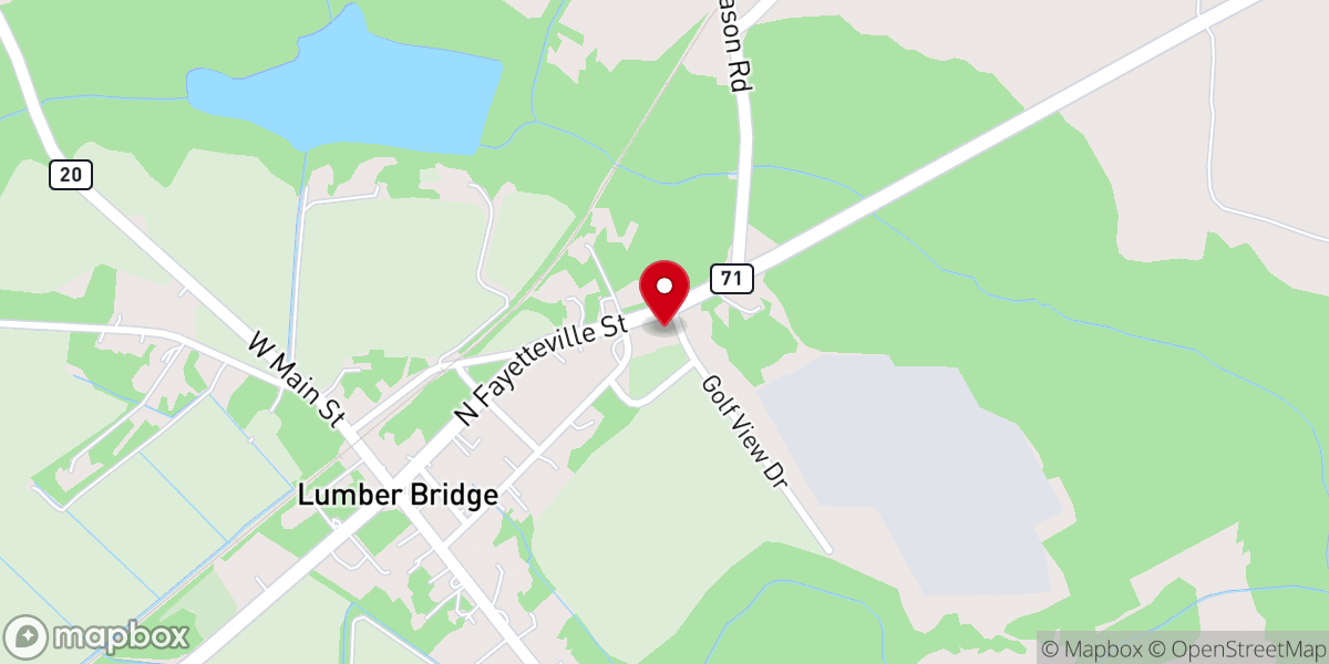 Map showing location of Lumber Bridge Presbyterian Church