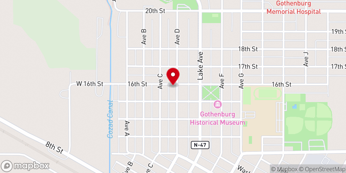 Map showing location of Gothenburg Seventh-Day Adventist Church