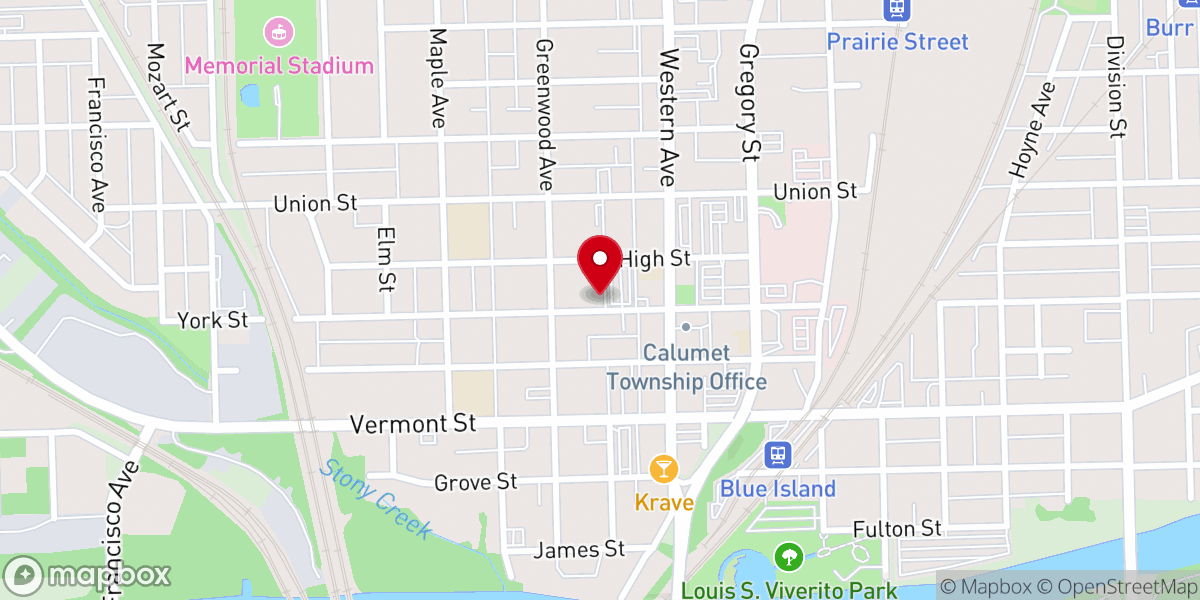 Map showing location of The Pentecostal Church Blue Island