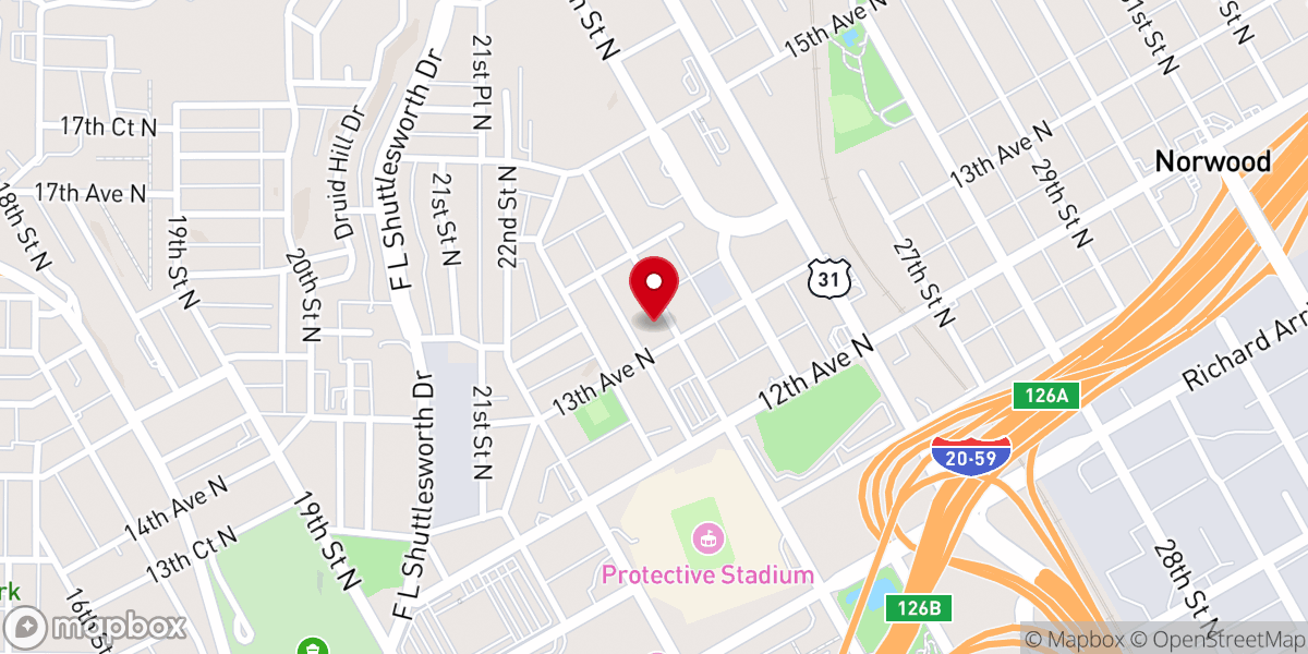 Map showing location of St James Baptist Church