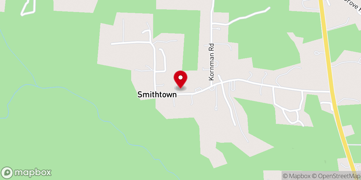 Map showing location of Smithtown Baptist Church
