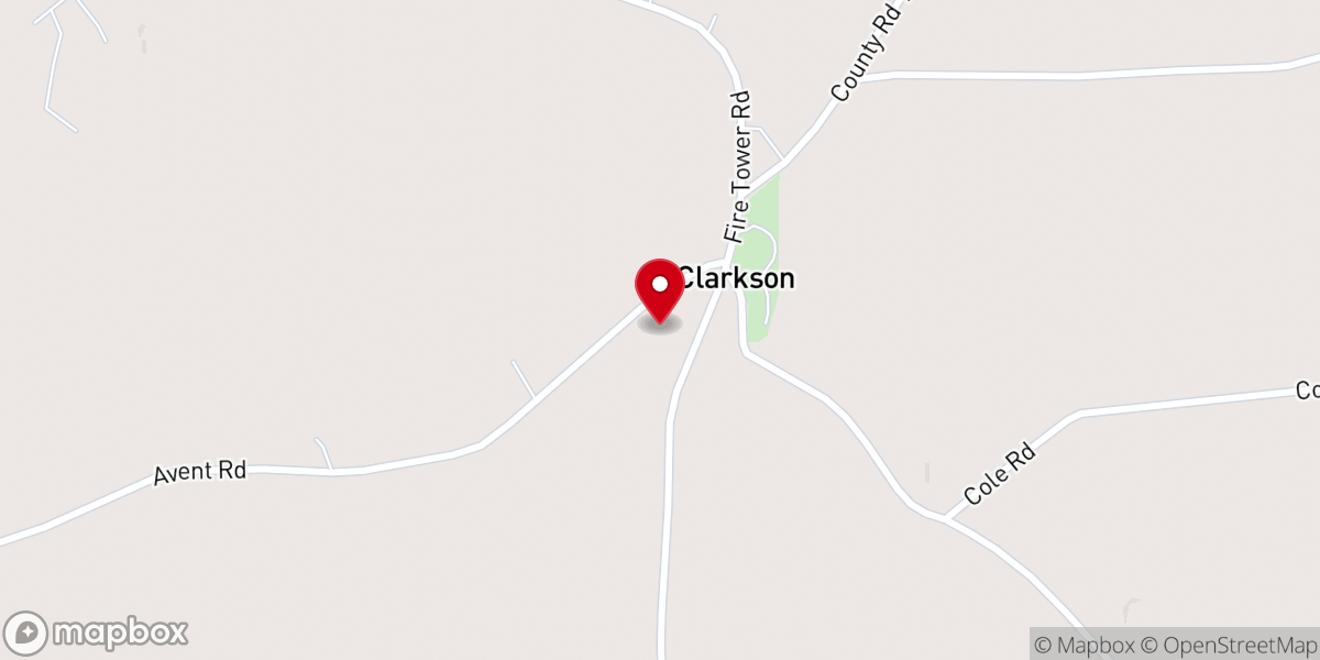 Map showing location of Clarkson Baptist Church