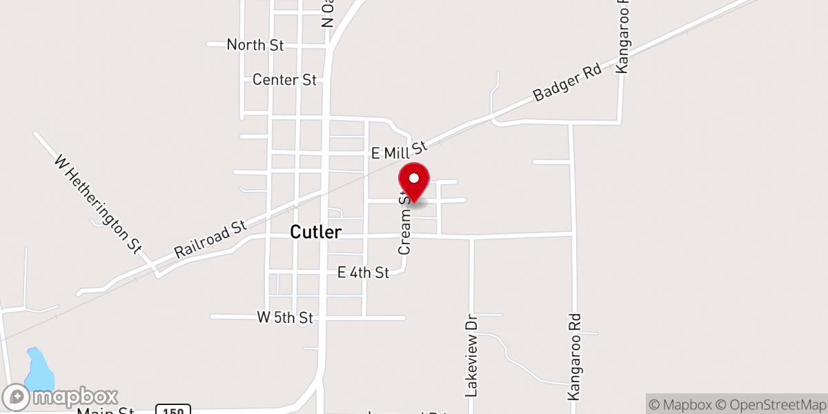 Map showing location of First Baptist Church of Cutler