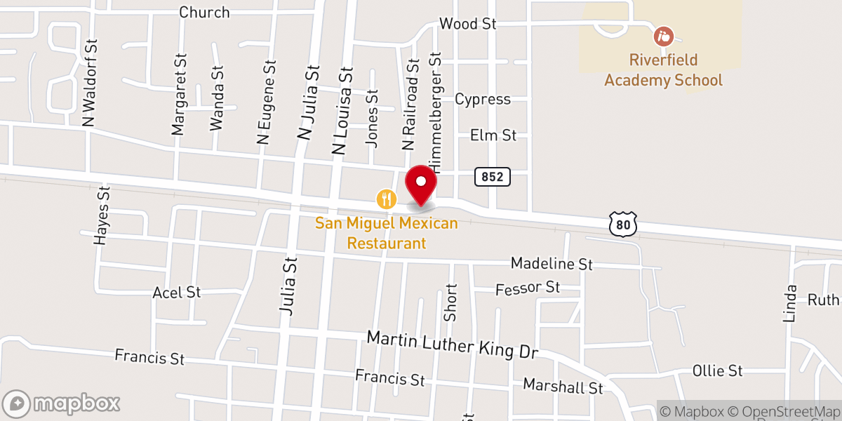 Map showing location of Rayville