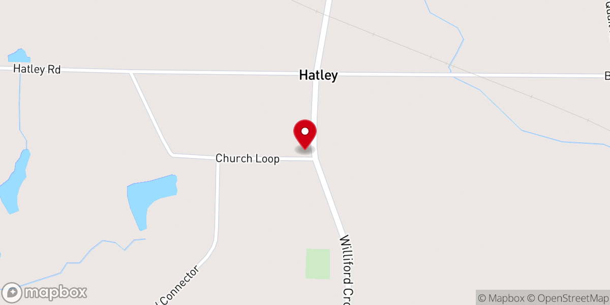 Map showing location of Hatley Church
