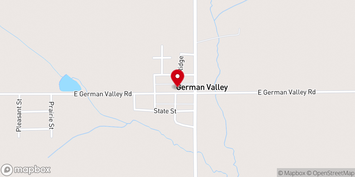 Map showing location of German American State Bank