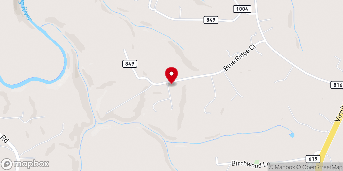 Map showing location of Blue Ridge Chapel