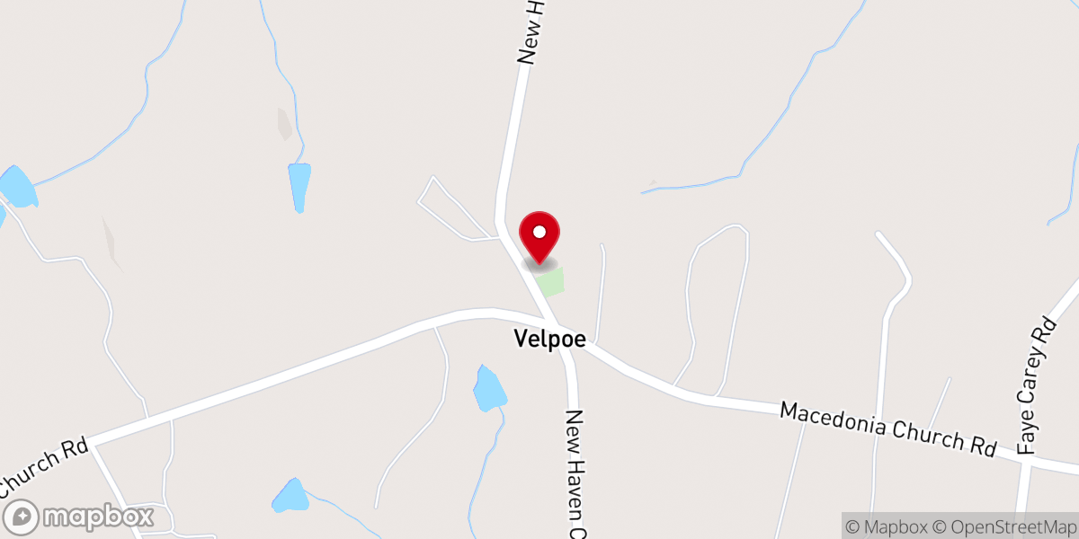 Map showing location of New Haven Holiness Church