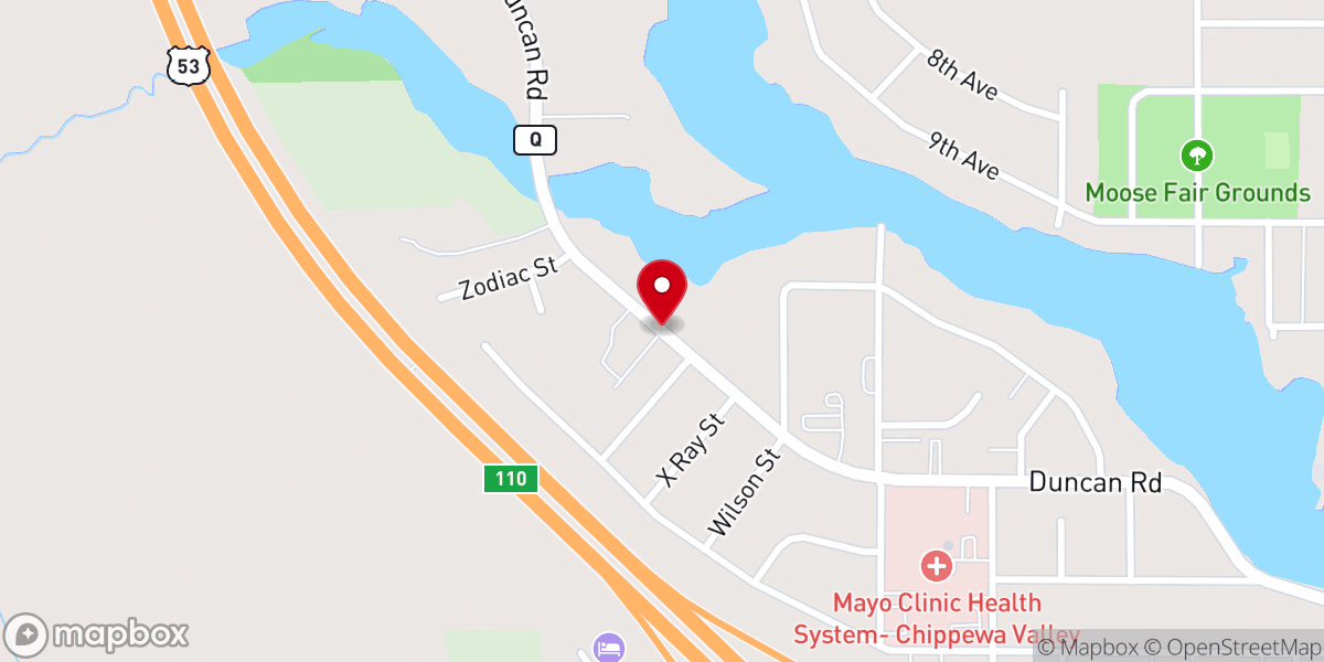 Map showing location of Bloomer Baptist Church