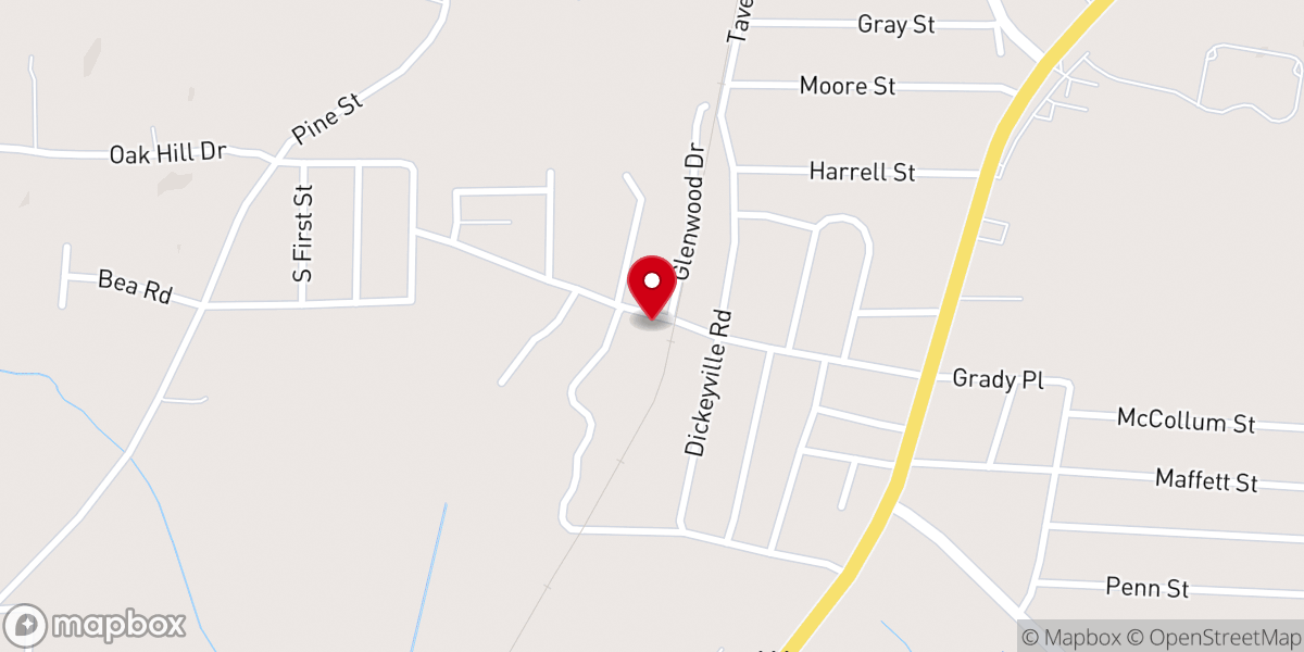 Map showing location of Trion Heights Baptist Church