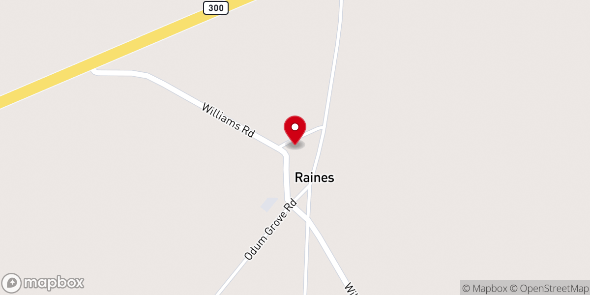 Map showing location of Nancy Williams Church