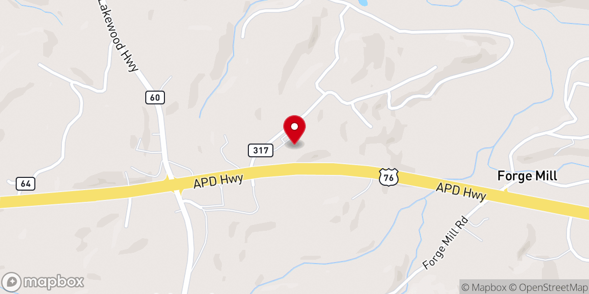 Map showing location of Faith Presbyterian Church(USA) of the north Georgia mountains
