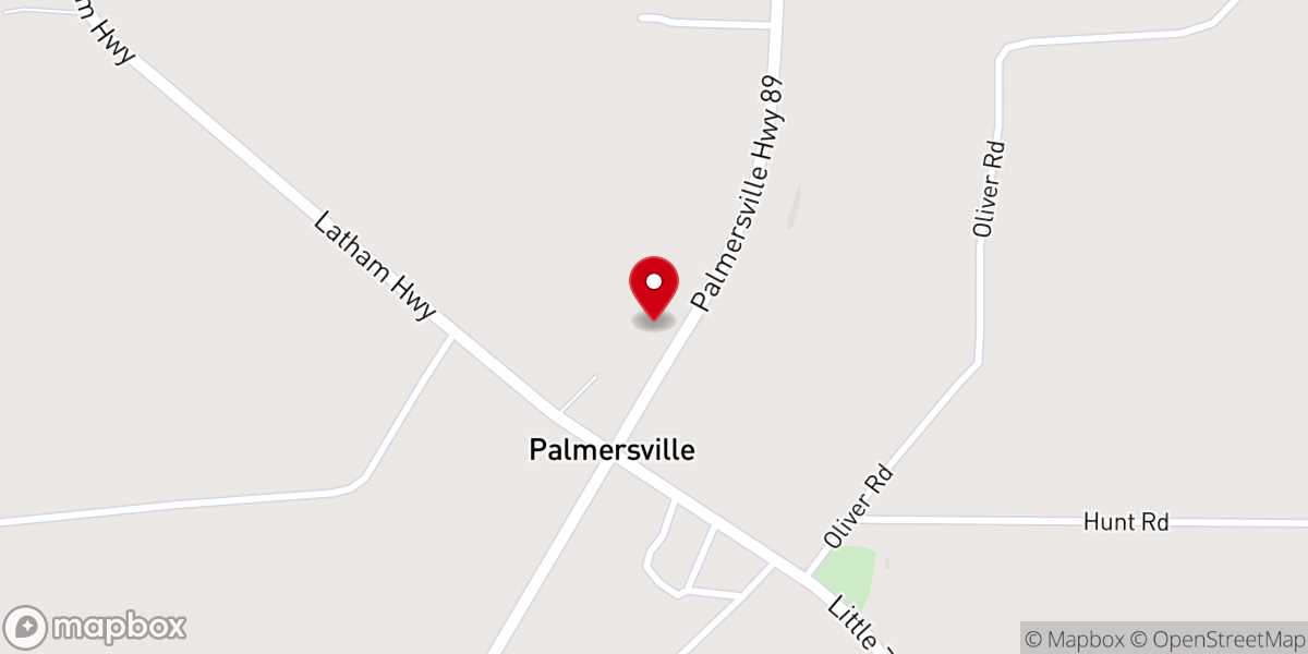 Map showing location of Palmersville Missionary Baptist Church