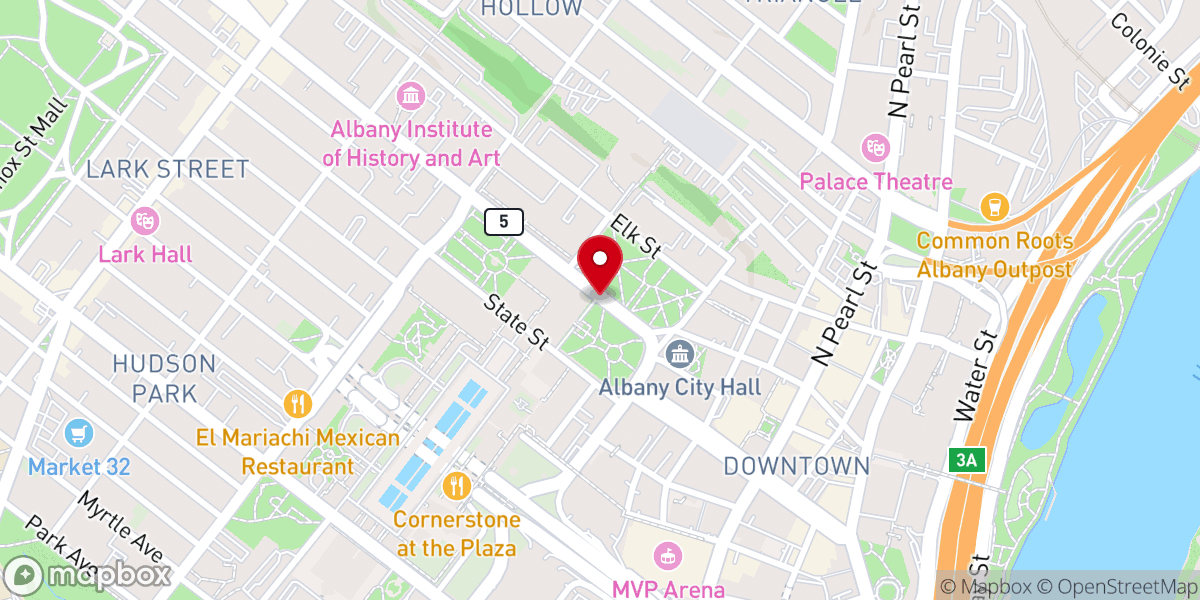 Map showing location of Jordan Grove Missionary Baptist Church of Albany New York Inc