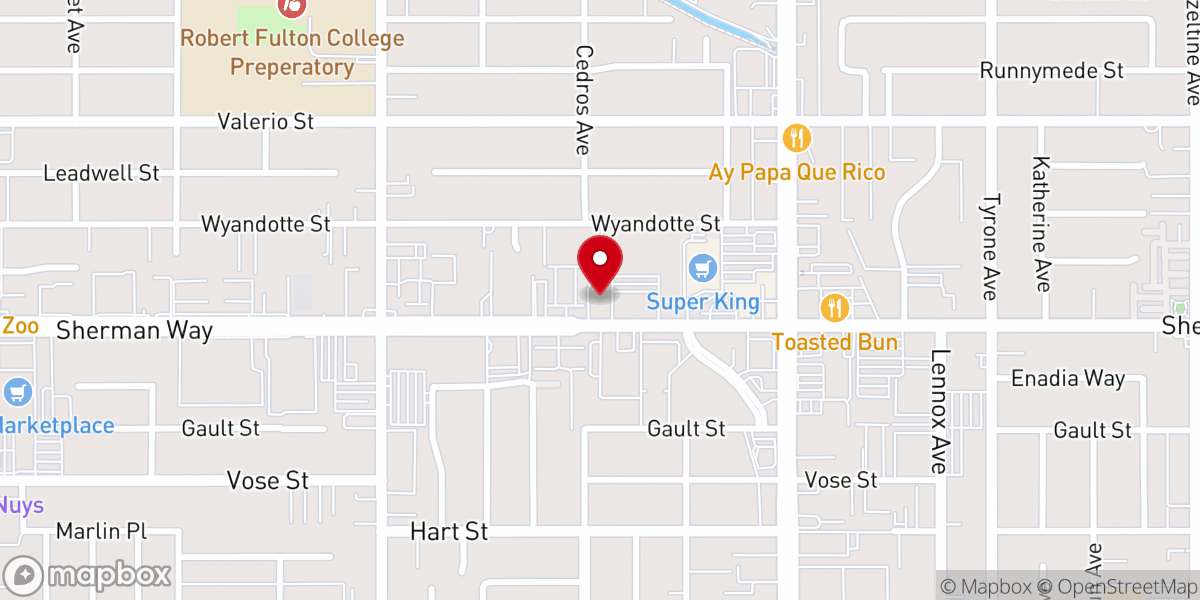 Map showing location of Van Nuys Church of Christ