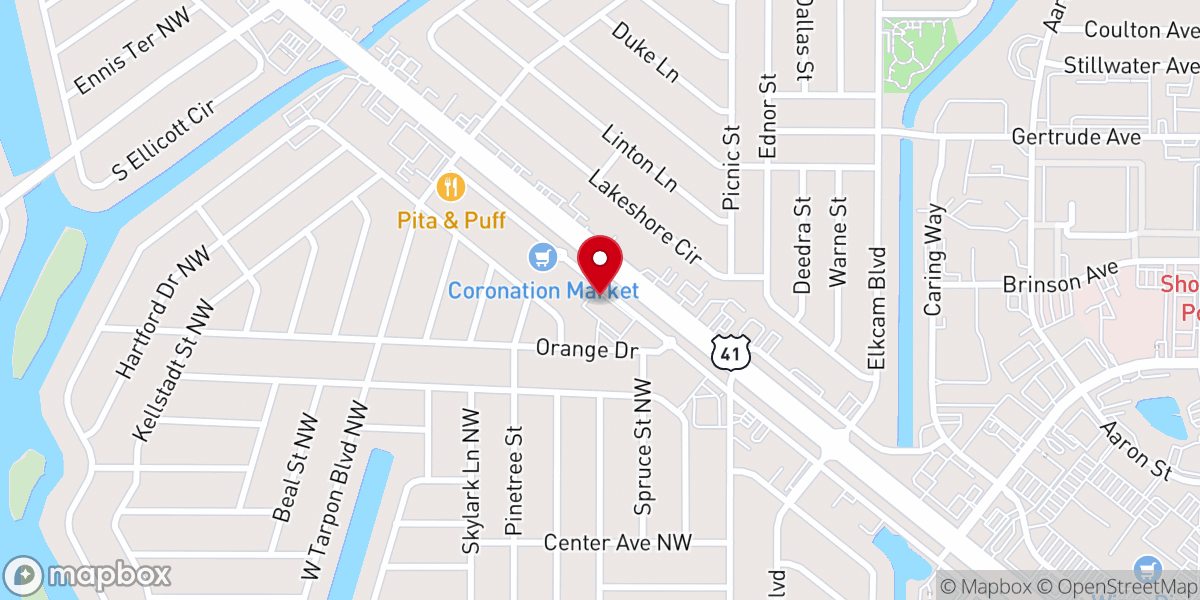 Map showing location of Port Charlotte International Church