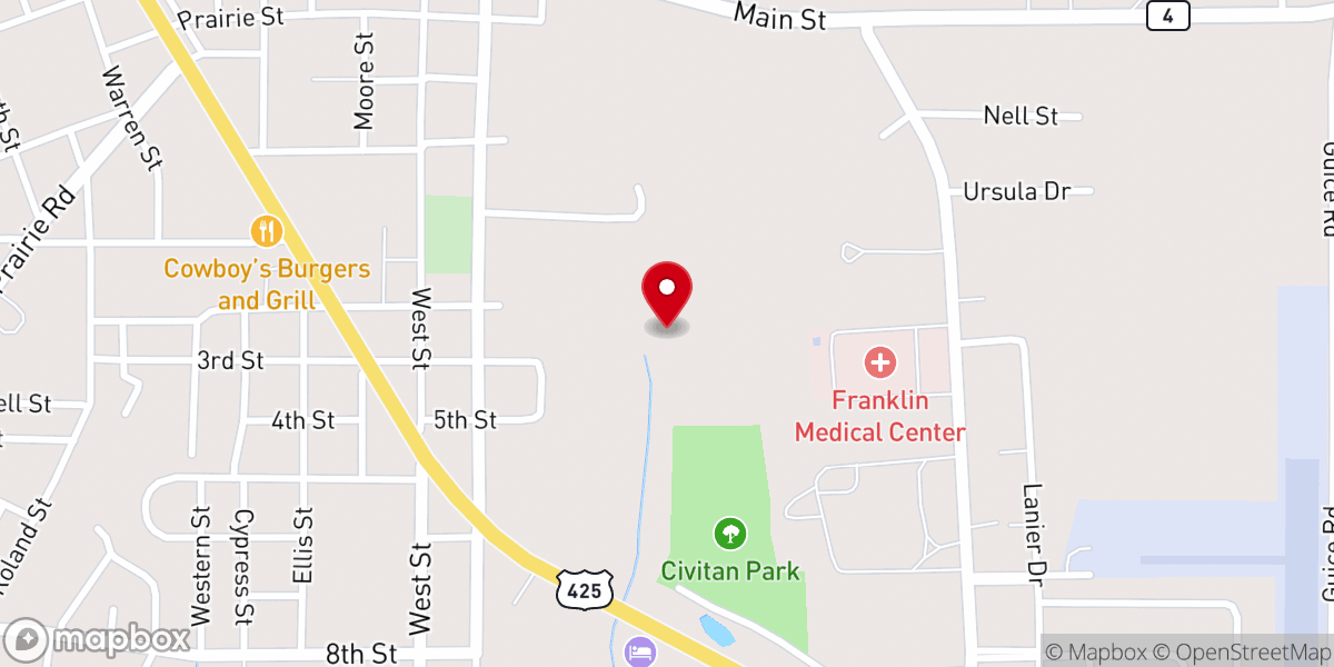 Map showing location of Shady Grove Baptist Church