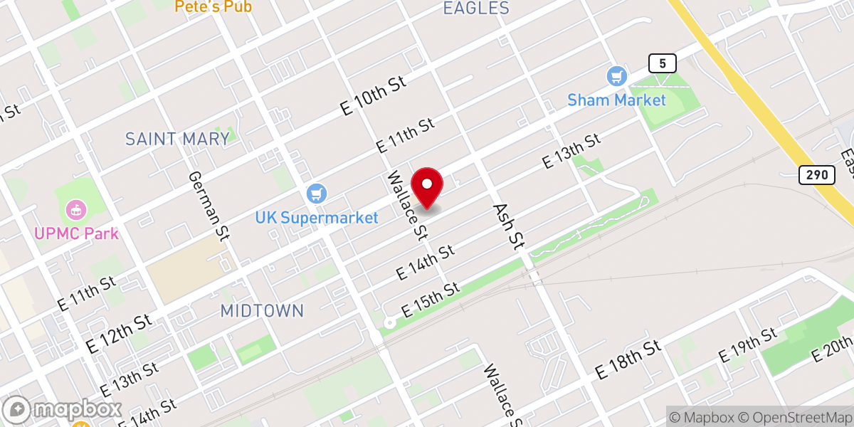 Map showing location of St Stanislaus Church
