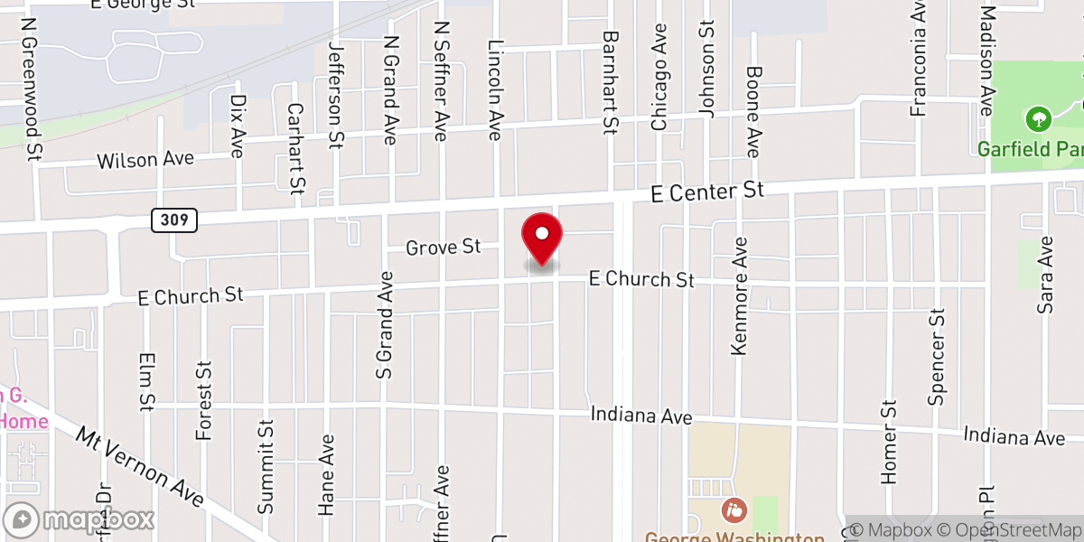 Map showing location of First Church of the Brethren