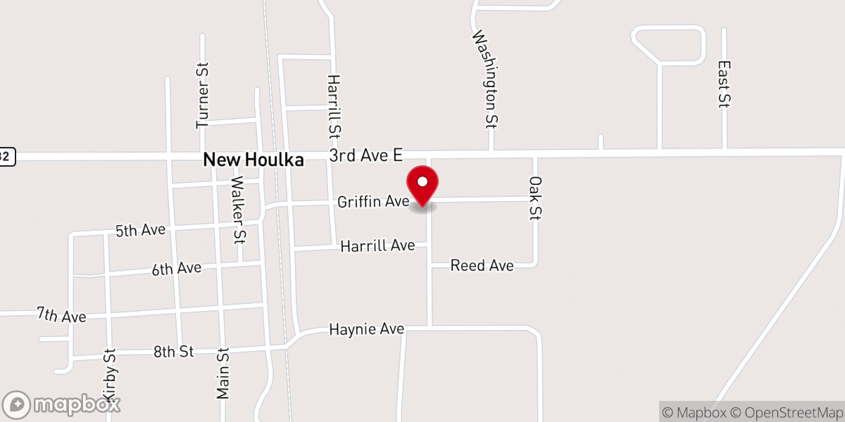 Map showing location of Houlka United Methodist Church