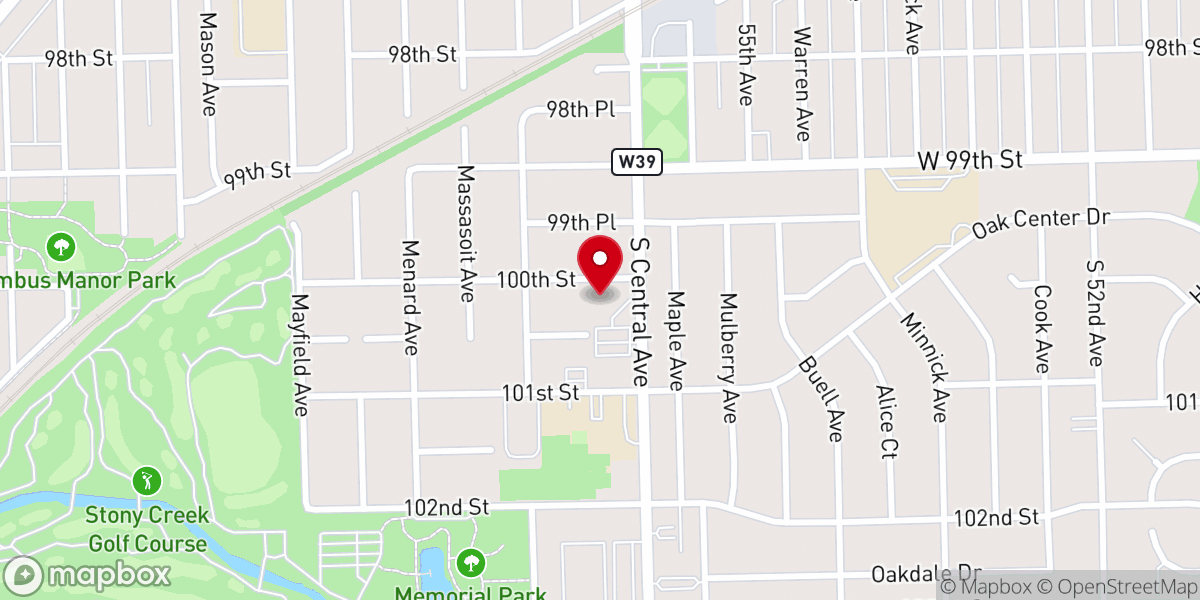 Map showing location of First United Methodist Church of Oak Lawn