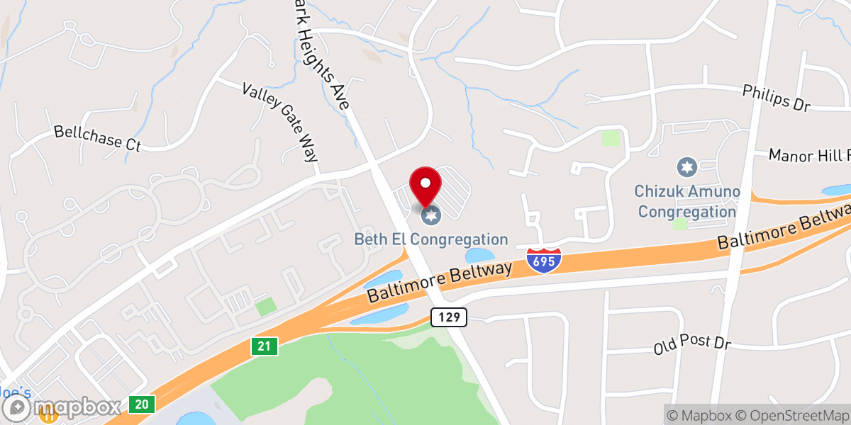 Map showing location of Beth El Congregation of Baltimore