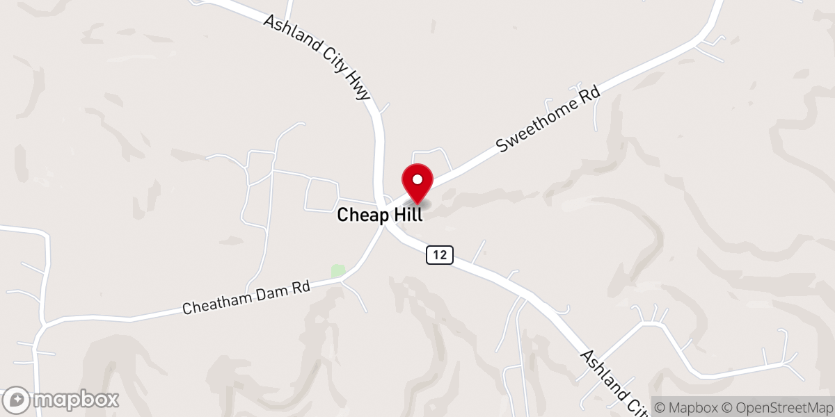Map showing location of Cheap Hill Church of Christ