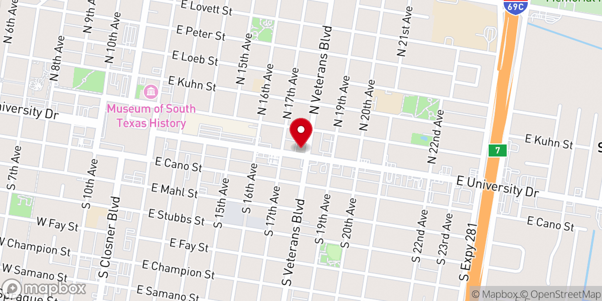 Map showing location of Iglesia Universal