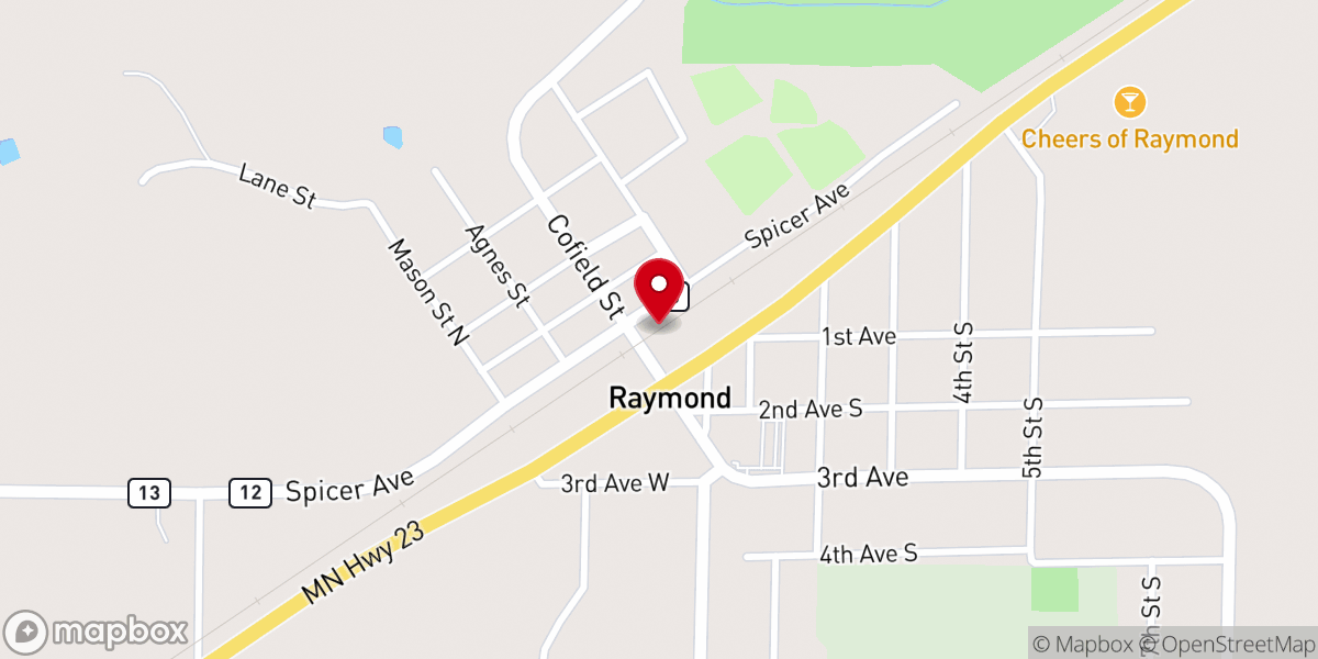 Map showing location of Raymond