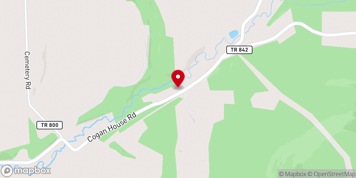 Map showing location of Centennial Chapel of Cogan Valley