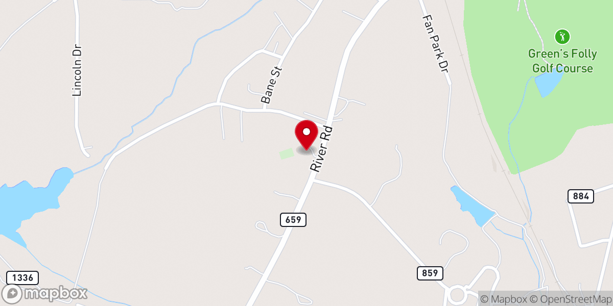 Map showing location of Berry Hill Baptist Church