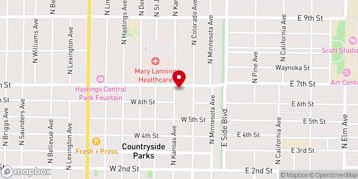 Map showing location of Saint Cecilia's Catholic Church, Hastings
