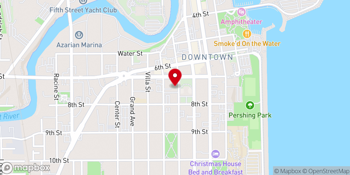 Map showing location of First Presbyterian Church Of Racine