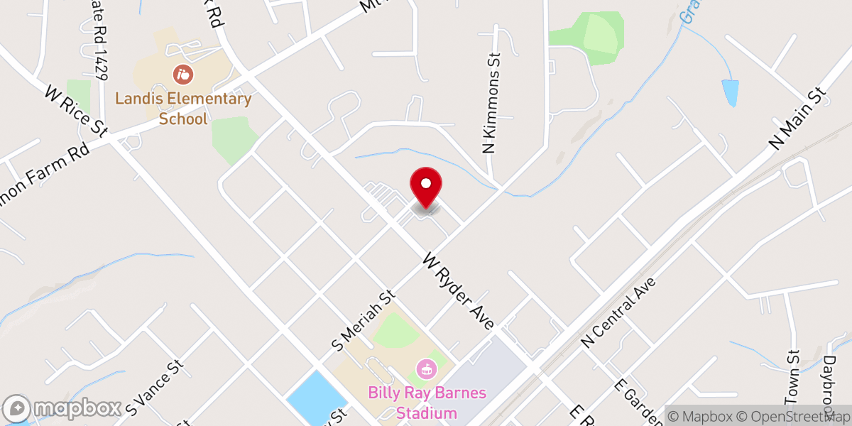 Map showing location of Landis Baptist Church