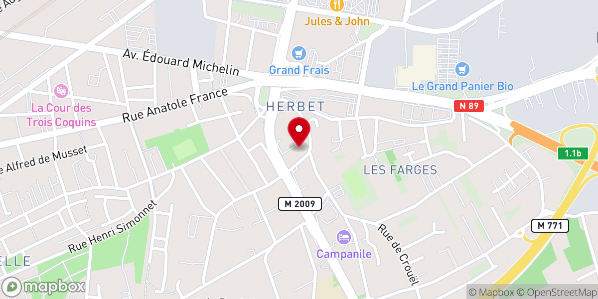 Map showing location of Église Sainte Bernadette
