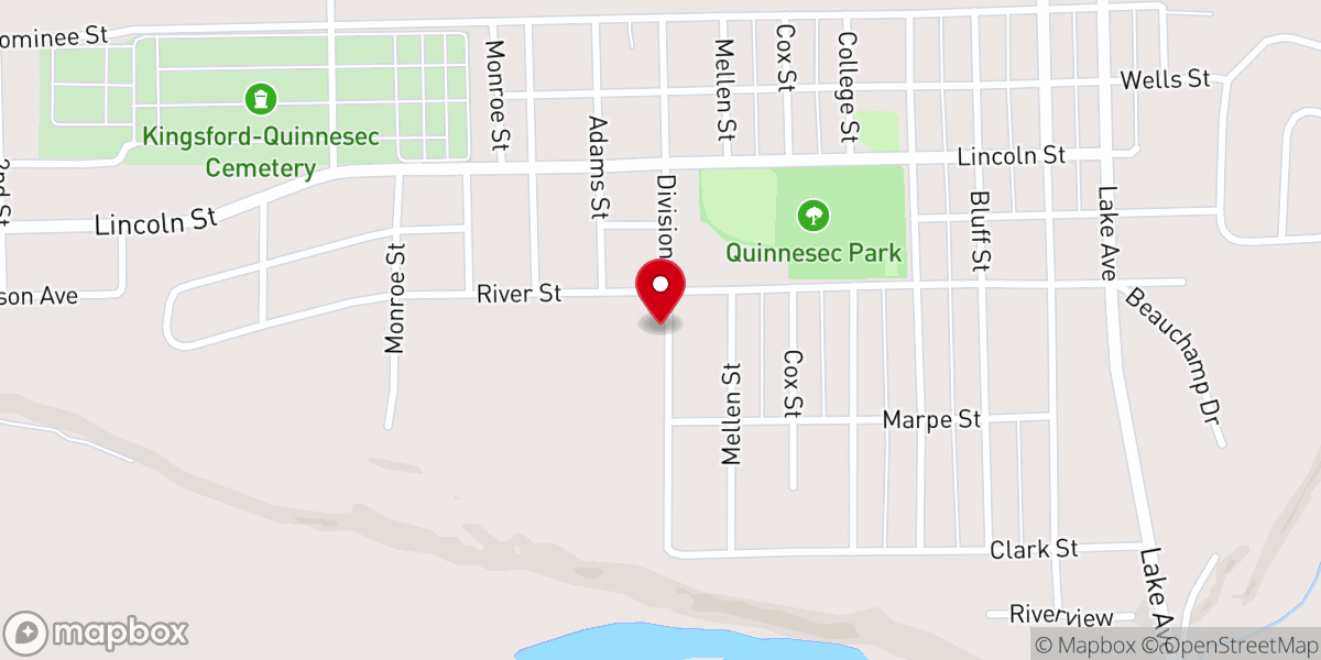 Map showing location of Quinnesec United Methodist Church