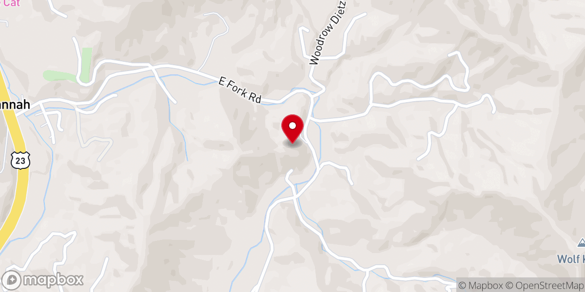 Map showing location of East Fork Church