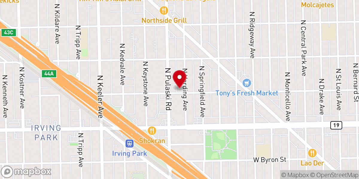 Map showing location of Irving Park Lutheran Church
