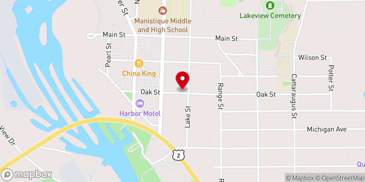 Map showing location of Saint Francis de Sales Catholic Church, Manistique
